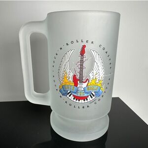 Disney Rock n Roller Coaster Mug Large Clear Frosted Glass MGM Studios